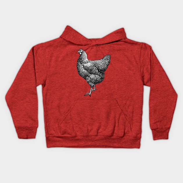 Vintage Barred Plymouth Rock Chicken Hen Kids Hoodie by Pixelchicken